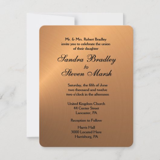 Faire-part de mariage de brillance cuivre (Devant)