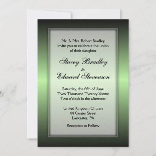 Faire-part de mariage de brillance verte Apple (Devant)