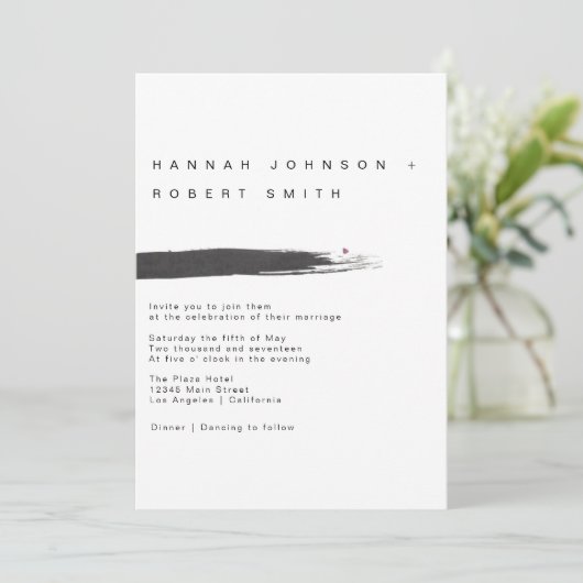 Faire-part de mariage de brosse moderne (Debout devant)