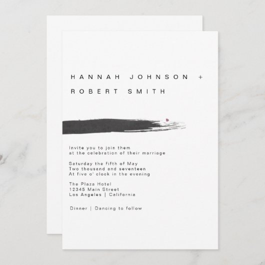 Faire-part de mariage de brosse moderne (Devant / Derrière)