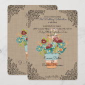 Faire-part de mariage de Burlap à fleurs rustiques (Devant / Derrière)