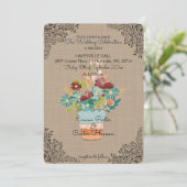 Faire-part de mariage de Burlap à fleurs rustiques (Debout devant)