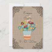 Faire-part de mariage de Burlap à fleurs rustiques (Dos)