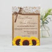 Faire-part de mariage de Burlap de dentelle de tou (Debout devant)