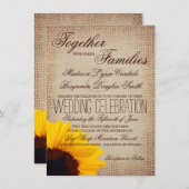 Faire-part de mariage de Burlap de tournesol rusti (Devant / Derrière)