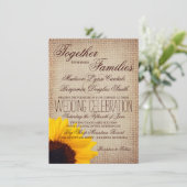 Faire-part de mariage de Burlap de tournesol rusti (Debout devant)