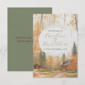Faire-part de mariage de cabane d'automne (Devant / Derrière)