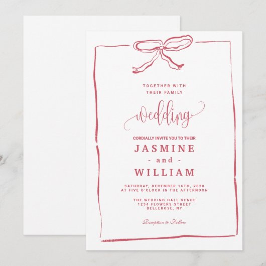 Faire-part de mariage de cabot rose (Devant / Derrière)