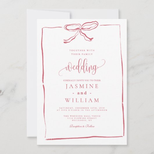 Faire-part de mariage de cabot rose (Devant)