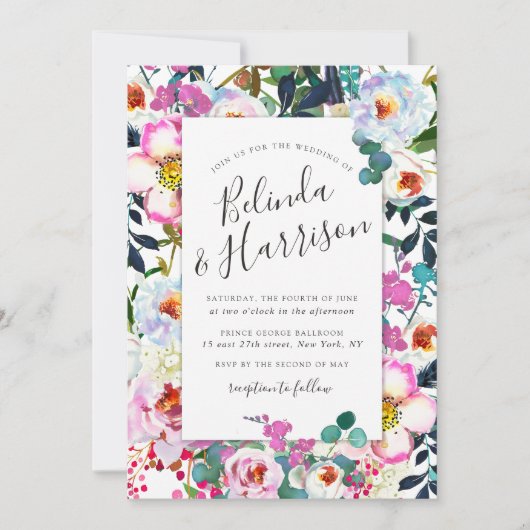 Faire-part de mariage de cadre Boho Peonies (Devant)