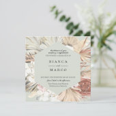 Faire-part de mariage de cadre de feuillage Terre (Debout devant)