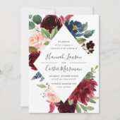 Faire-part de mariage de cadre de fleur radiant (Devant)