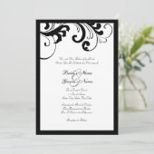 Faire-part de mariage de cadre de frayères noir et (Debout devant)