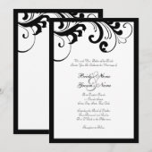 Faire-part de mariage de cadre de frayères noir et (Devant / Derrière)