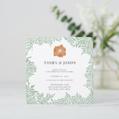 Faire-part de mariage de cadre de verdure fleurie  (Debout devant)