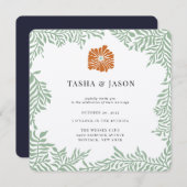 Faire-part de mariage de cadre de verdure fleurie  (Devant / Derrière)