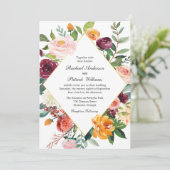 Faire-part de mariage de cadre diamant floral auto (Debout devant)