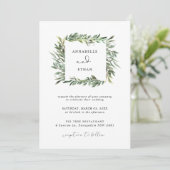 Faire-part de mariage de cadre feuille de feuillag (Debout devant)