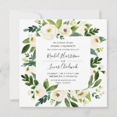 Faire-part de mariage de cadre floral en albâtre | (Devant)