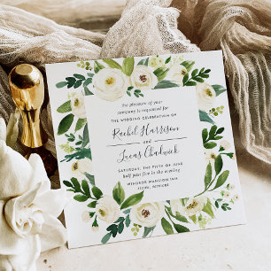 Faire-part de mariage de cadre floral en albâtre  