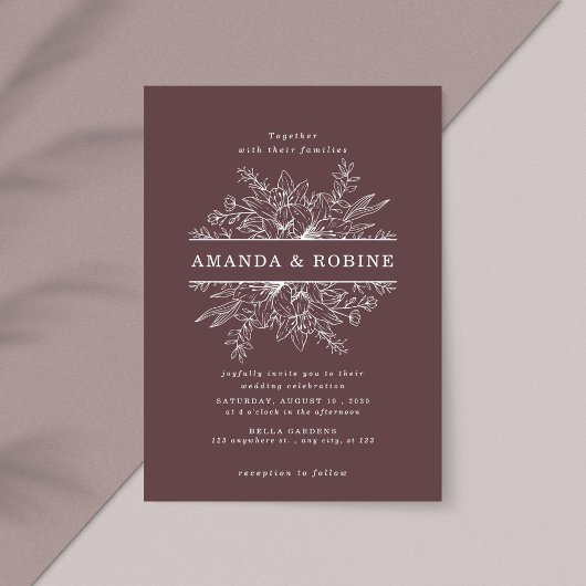 Faire-part de mariage de cadre floral moderne