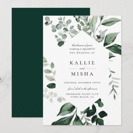 Faire-part de mariage de cadre géométrique botaniq (Devant / Derrière)