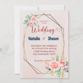 Faire-part de mariage de cadre géométrique en or f (Devant)