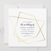 Faire-part de mariage de cadre géométrique en or m (Devant)