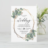 Faire-part de mariage de cadre géométrique Eucalyp (Debout devant)