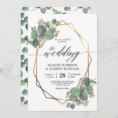 Faire-part de mariage de cadre géométrique Eucalyp (Devant / Derrière)