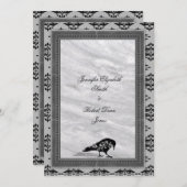 Faire-part de mariage de cadre gothique corbeau no (Devant / Derrière)