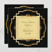 Faire-part de mariage de cadre Or (Devant / Derrière)