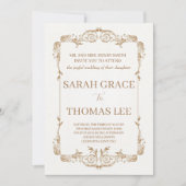 Faire-part de mariage de cadre Ornat Or (Devant)