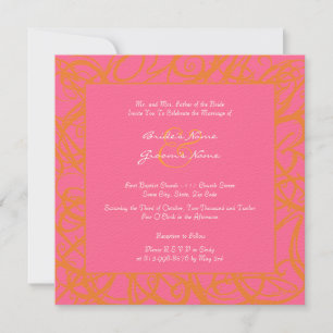 Faire-part de mariage de cadre rouge et rose