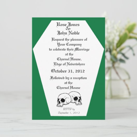 Faire-part de mariage de café (vert) (Debout devant)