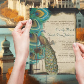 Faire-part de mariage de cage d'oiseau de paon mus