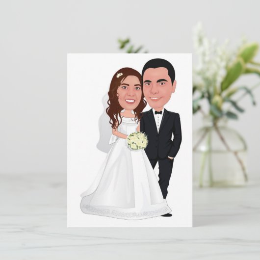 faire-part de mariage de caicature (Debout devant)
