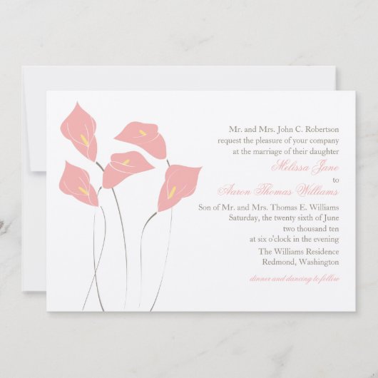 Faire-part de mariage de Calla Lily (Devant)