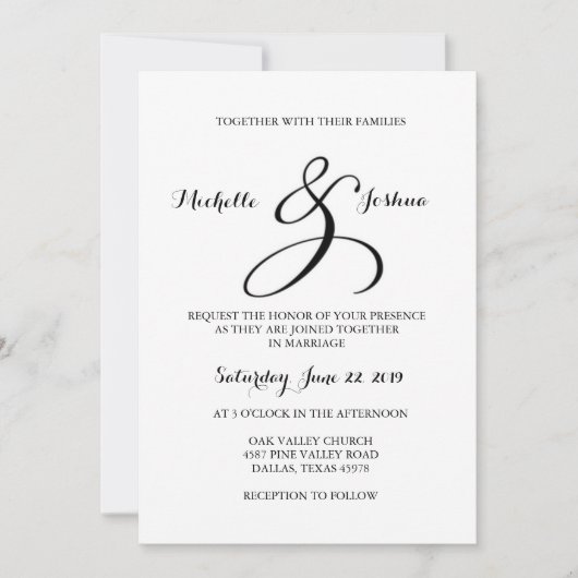 Faire-part de mariage de calligraphie (Devant)