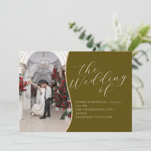 Faire-part de mariage de calligraphie à thème d'Ol (Debout devant)