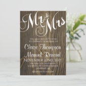 Faire-part de mariage de calligraphie en bois rust (Debout devant)