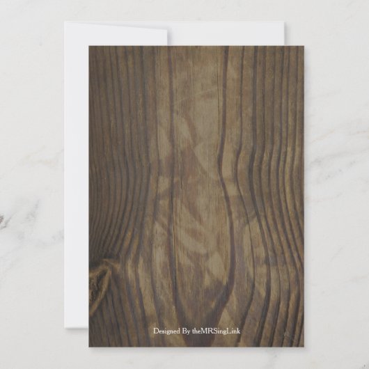 Faire-part de mariage de calligraphie en bois rust (Dos)