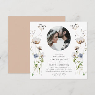 Faire-part de mariage de calligraphie Fleur sauvag