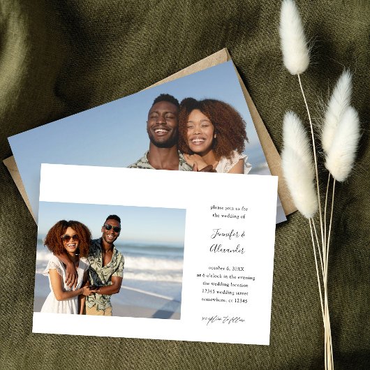 Faire-part de mariage de calligraphie photo côté d