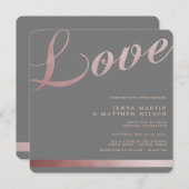 Faire-part de mariage de calligraphie rose Gold Fa (Devant / Derrière)