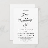 Faire-part de mariage de calligraphie simple (Devant / Derrière)