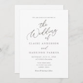 Faire-part de mariage de calligraphie simple et él (Devant / Derrière)