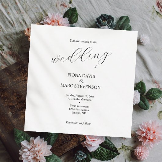 Faire-part de mariage de calligraphie simple et él