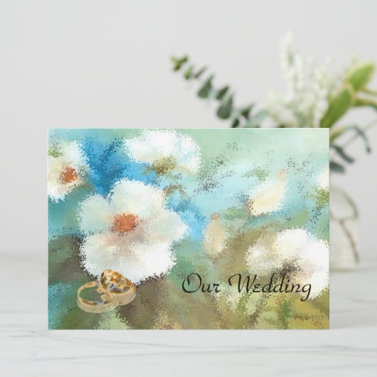 faire-part de mariage de camélias blancs (Debout devant)