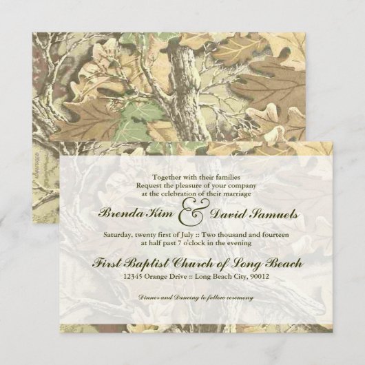 Faire-part de mariage de Camo (Devant / Derrière)